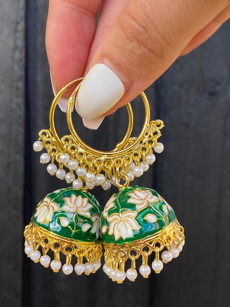 hoop meenakari jhumka design