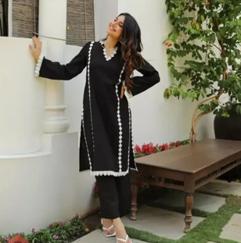 lace kurti in black