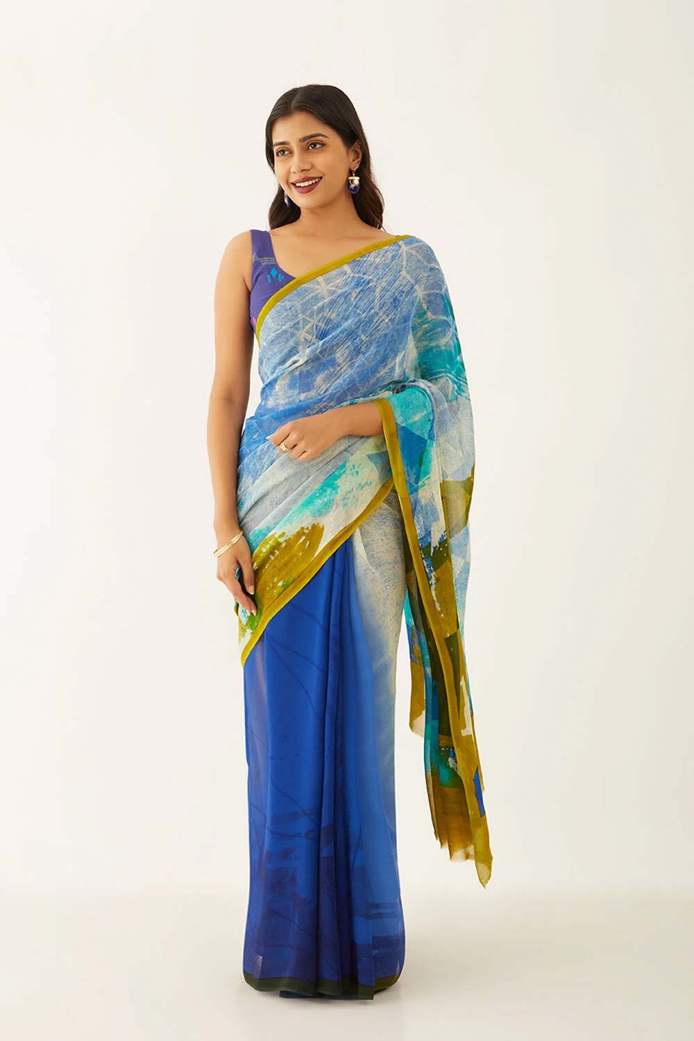 multi colour georgette saree