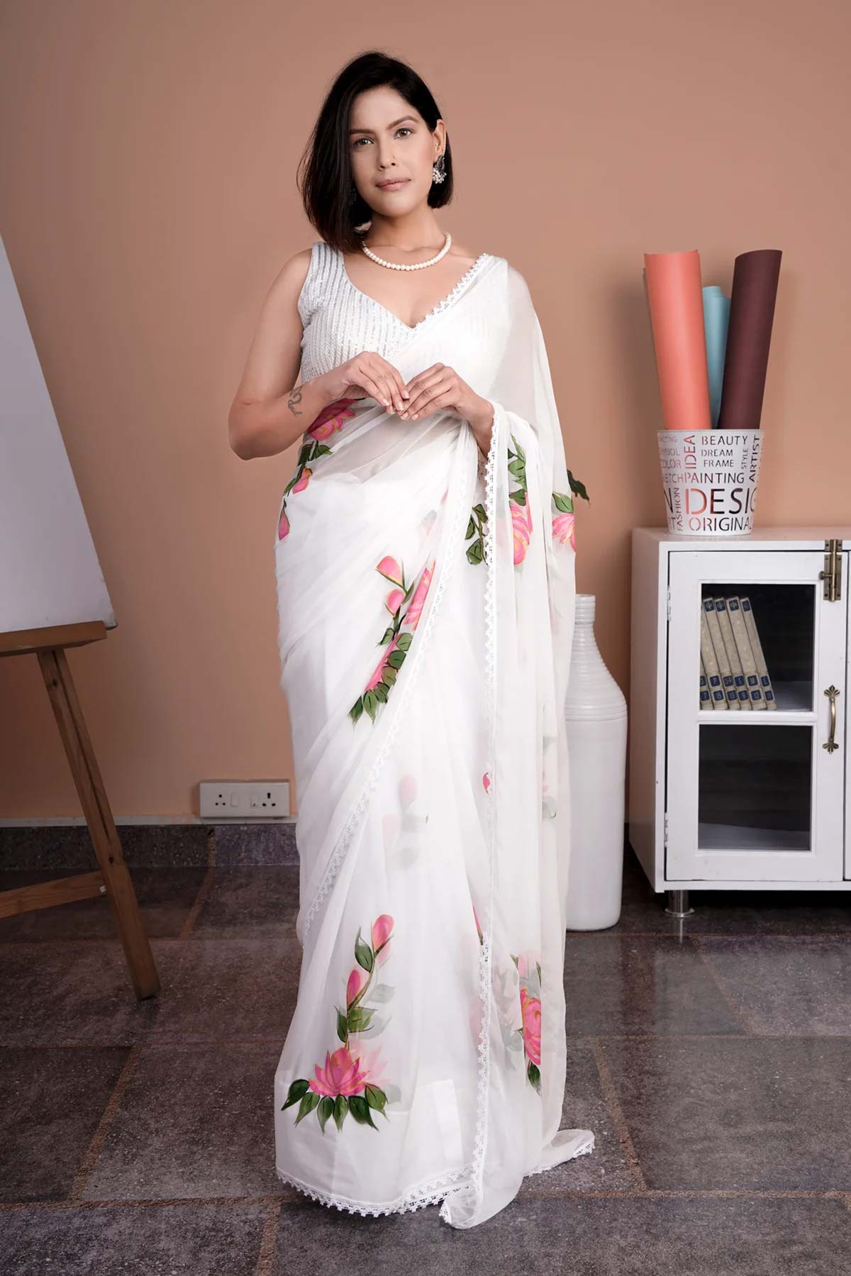 printed georgette saree