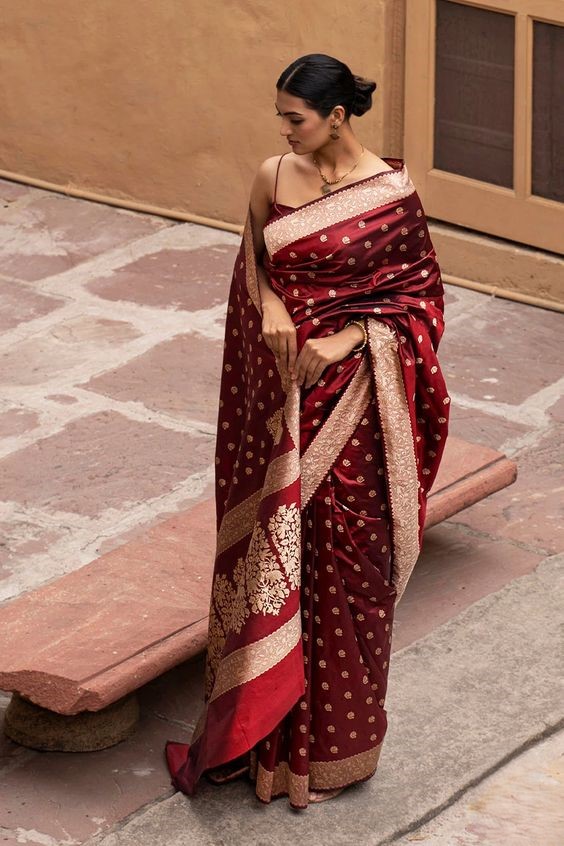 red banarasi silk saree