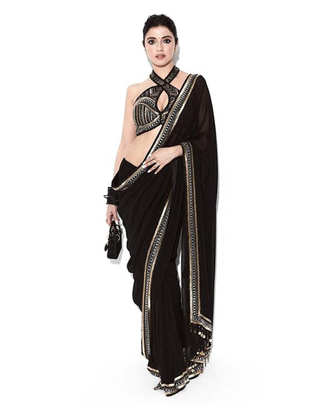 shimmery border saree