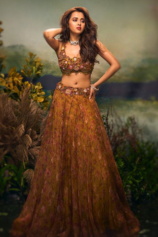 tejaswi dark yellow lehenga