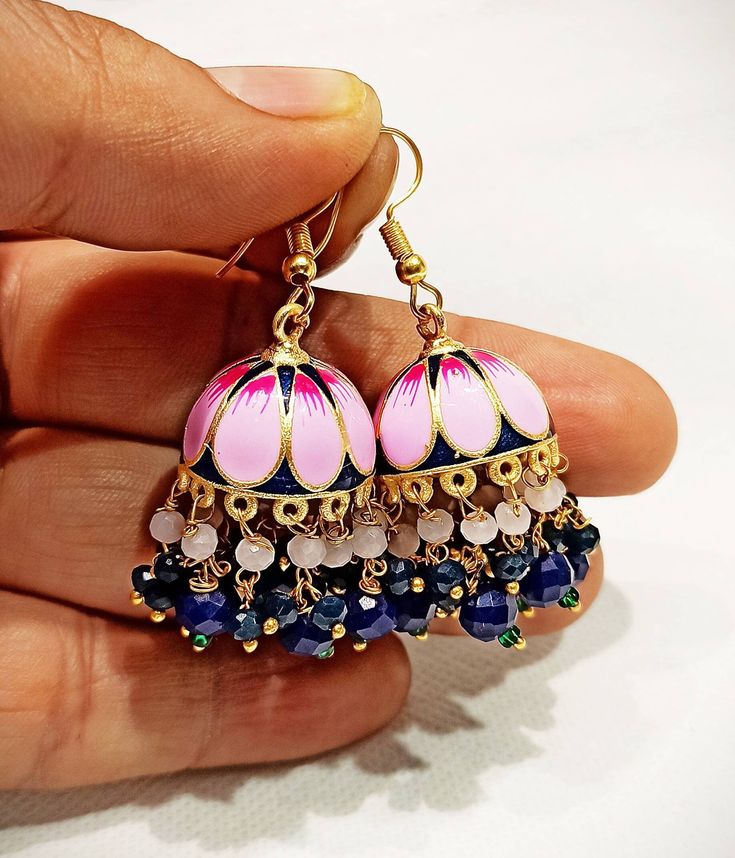 traditional handpainted meenakari jhumka design