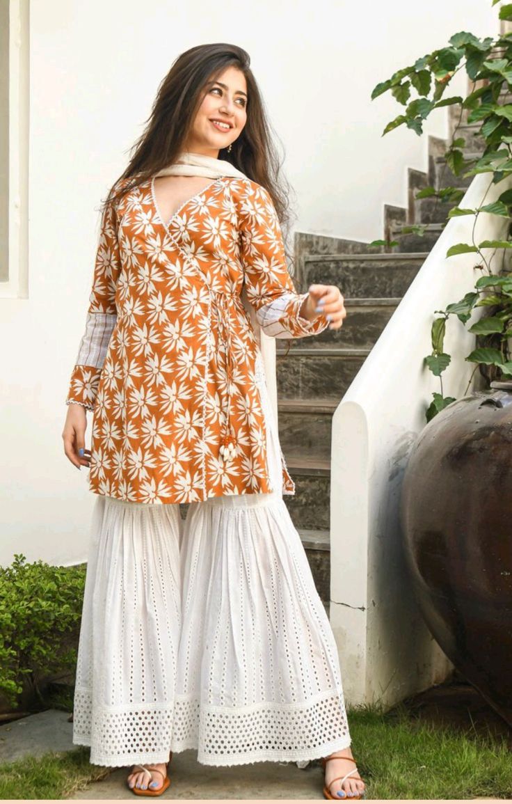 v neck short cotton kurti