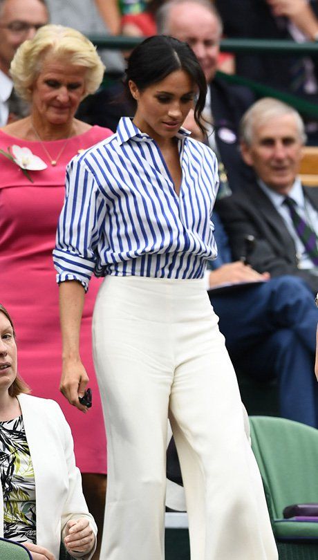 wide leg jeans with striped shirt