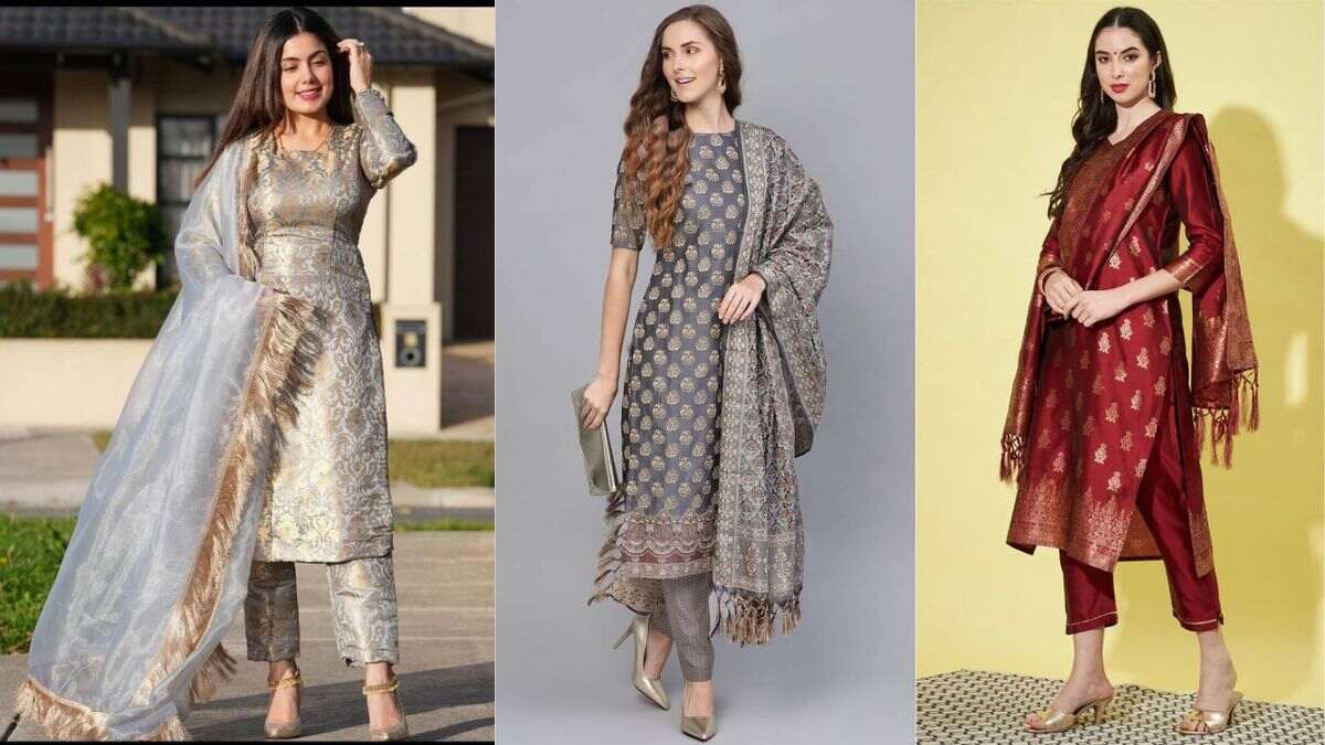 Best Weaving Beige Banarasi Silk Churidar Designer Suit -