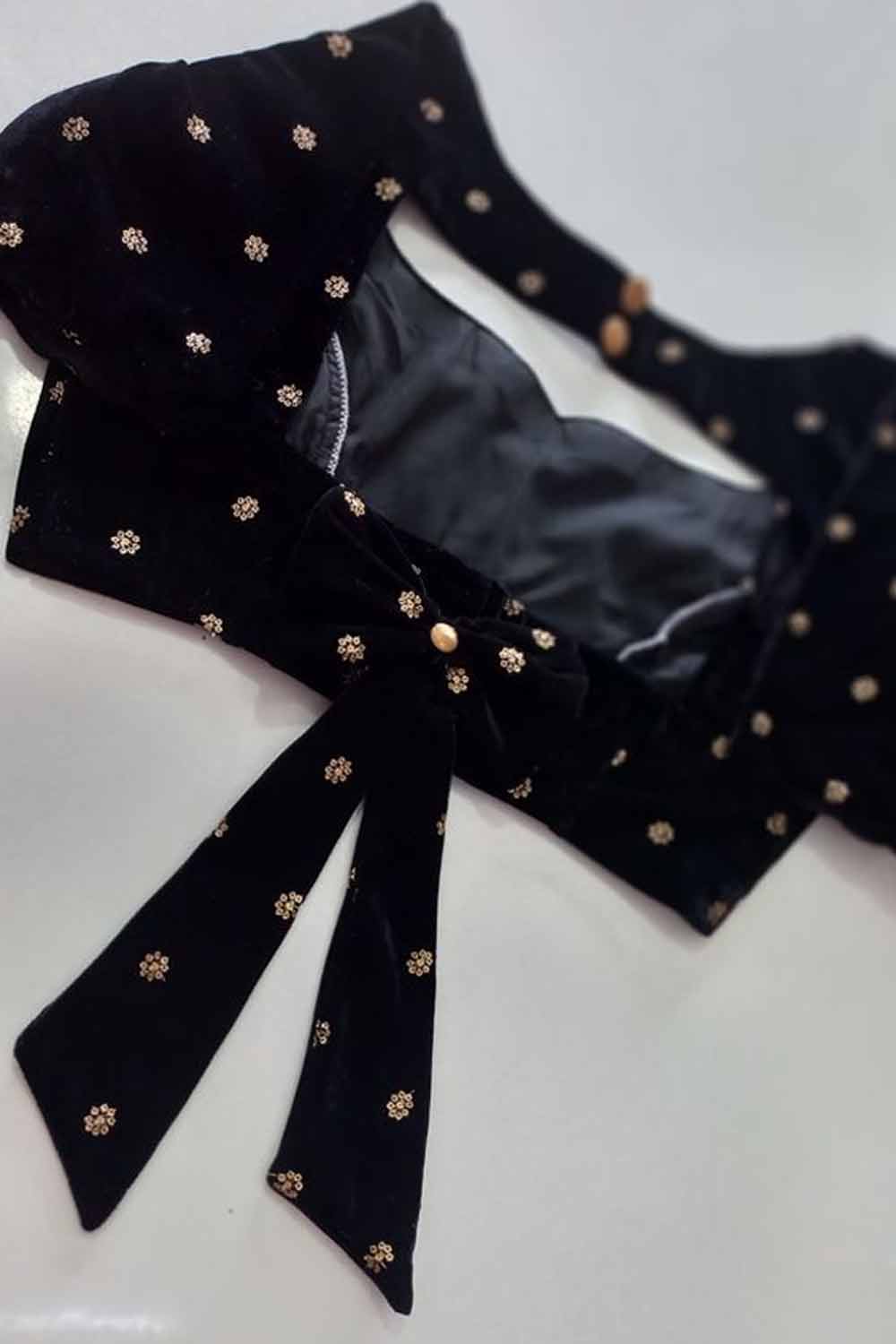 Bow Velvet Blouse Design