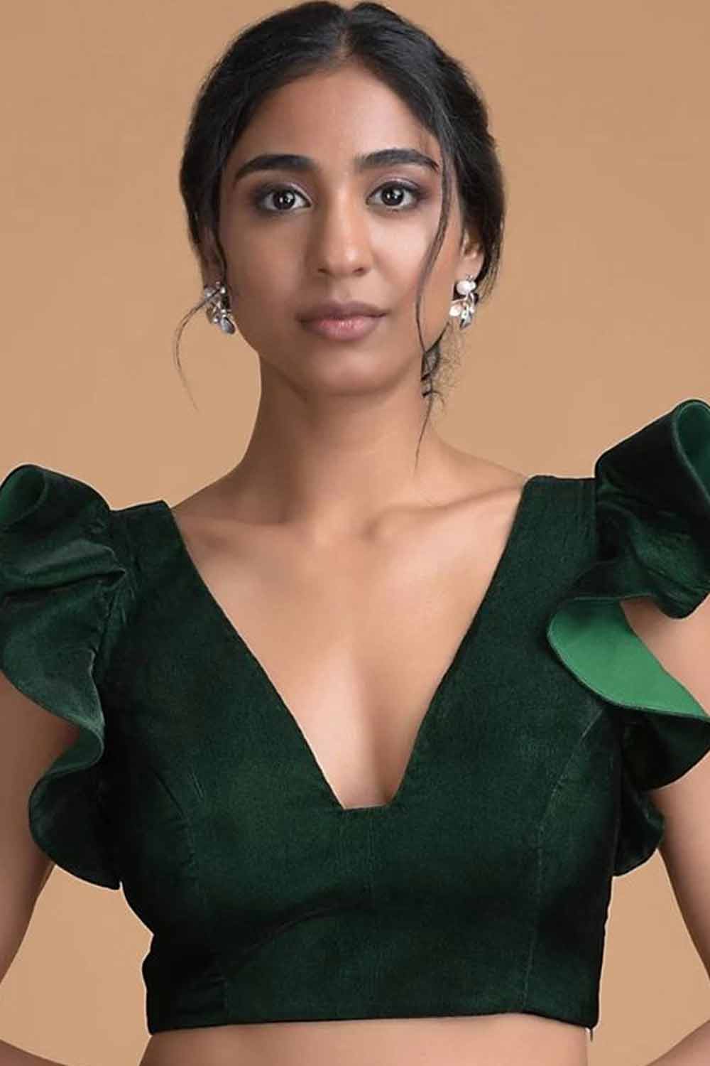 Frill Velvet Blouse Design