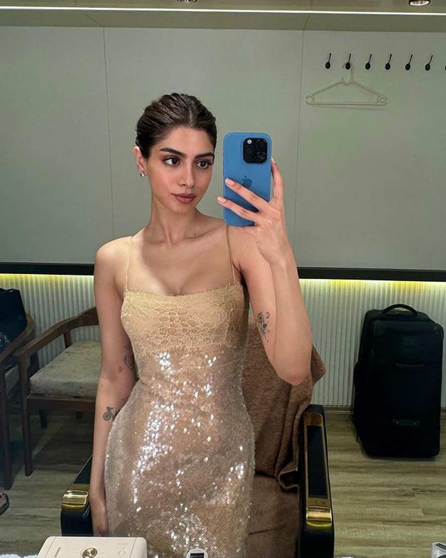 Nude Shimmer Dress Look