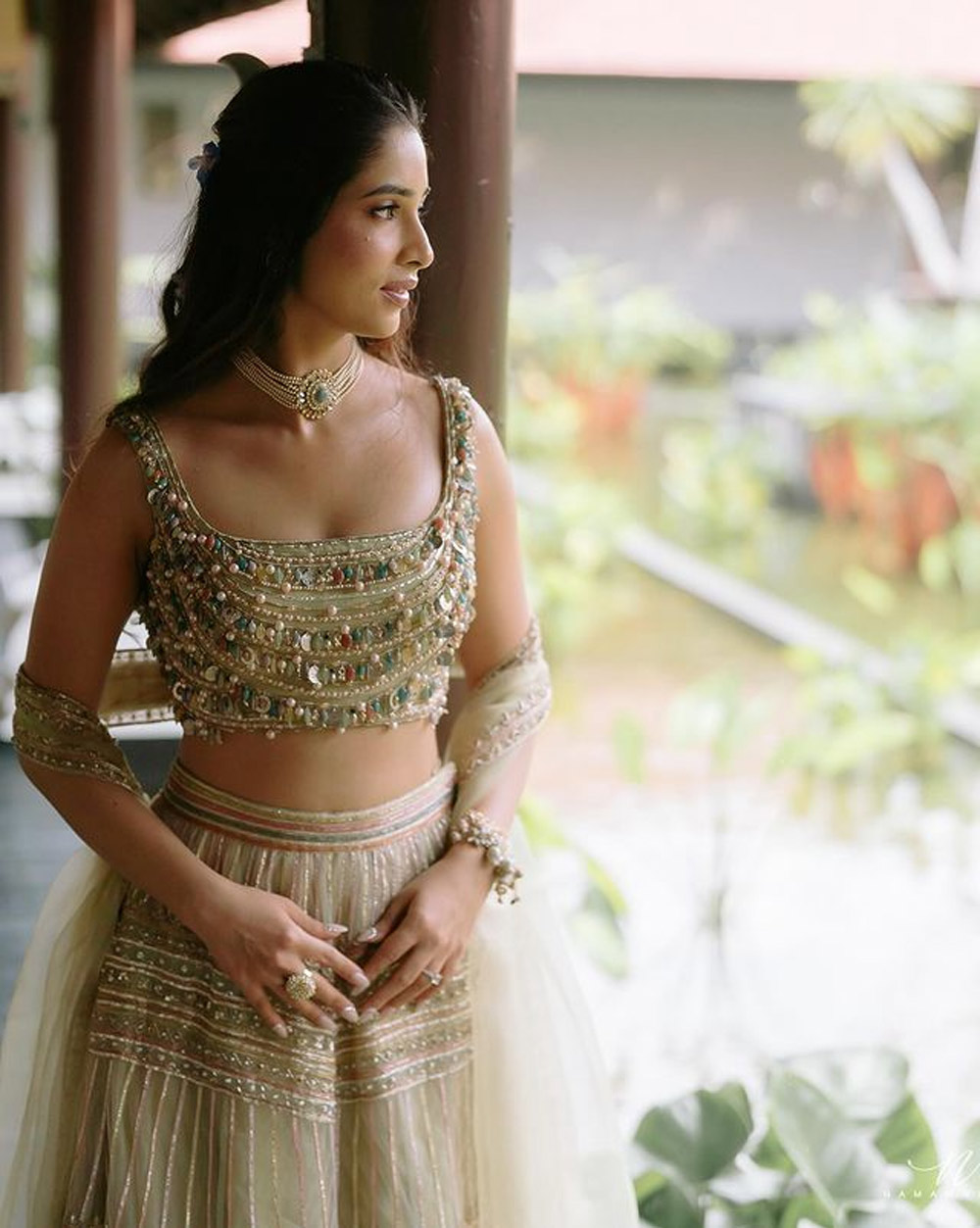 Pearl stone work jewellery