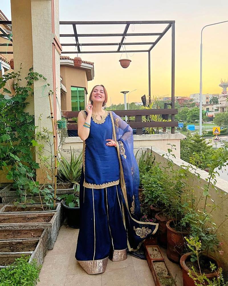 Simple Blue Sharara Set