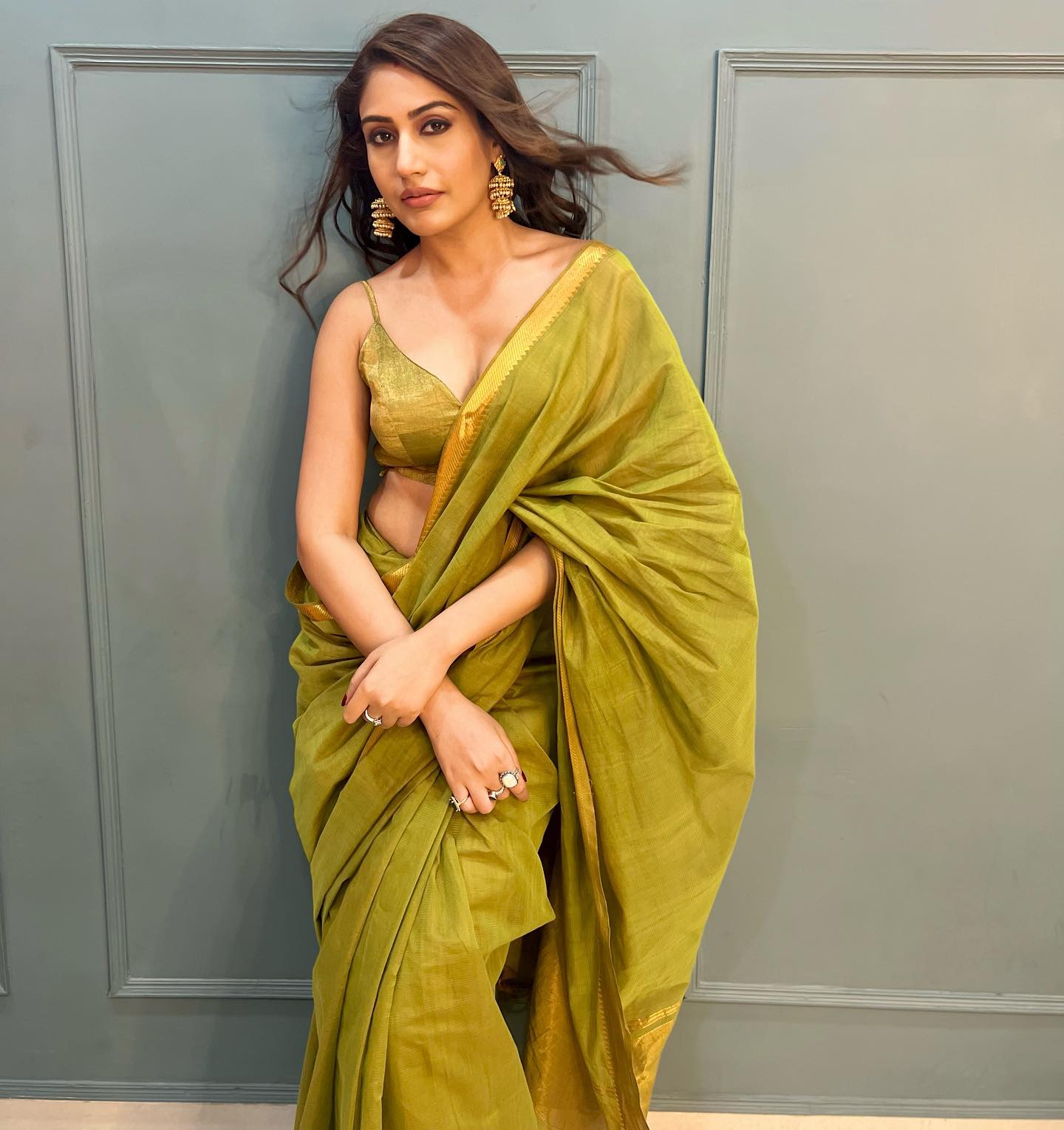 Surbhi Chandna In Olive Green Saree
