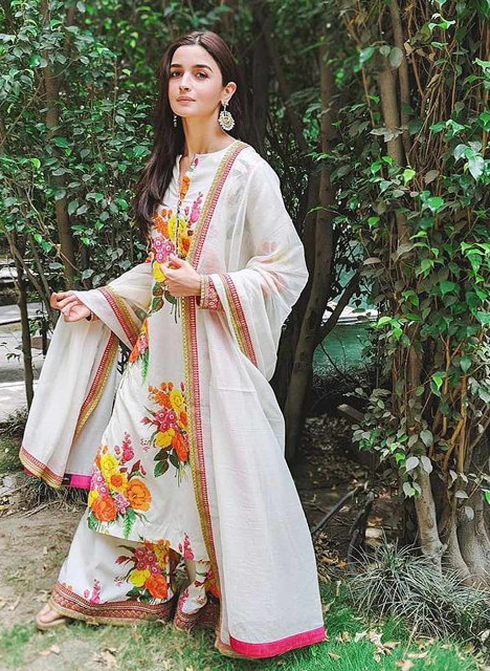 White Printed Kurta Look