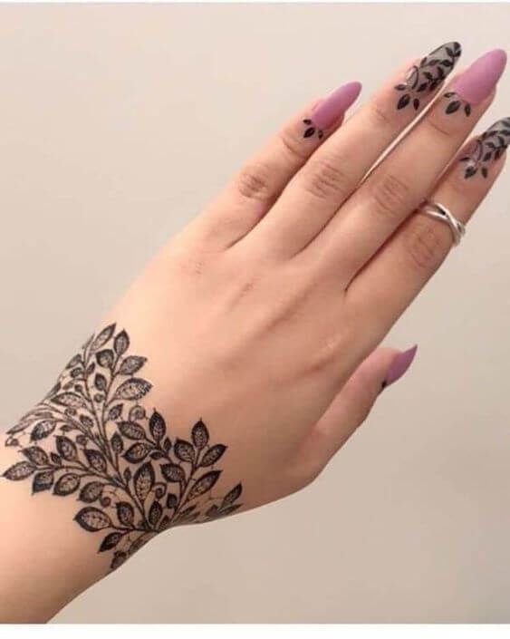 bracelet mehndi designs simple leaves