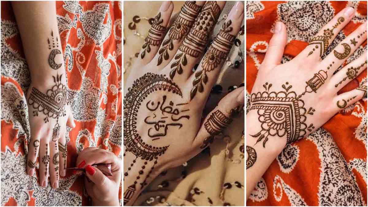 Intricate Henna Designs for Special Occasions : Minimalist Moon on Fingers