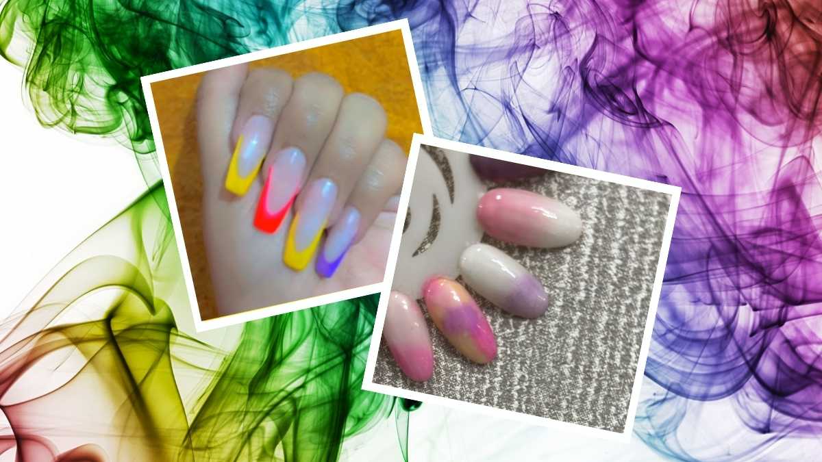 French Press On Nails,glossy Pink Graffiti Short Almond Fake Nails,two-tone  Splicing Acrylic Full Cover Nail Tips For Women Girls 24pcs | Fruugo KR