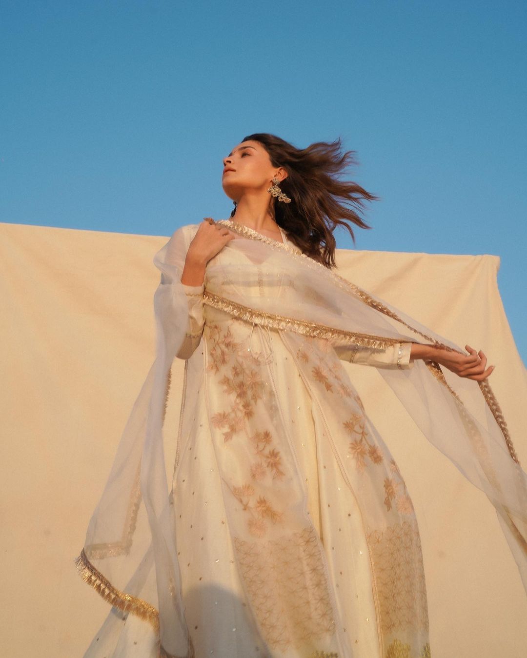 multi colour dupatta drapes flowing