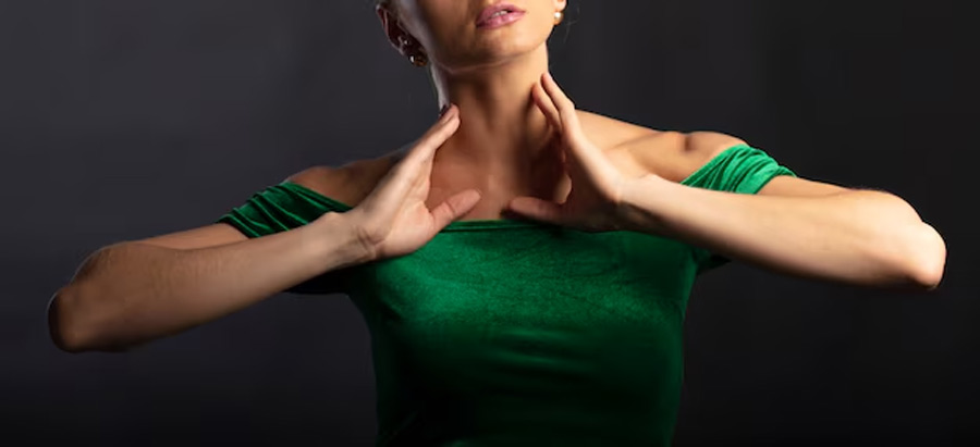 neck lines indicate thyroid