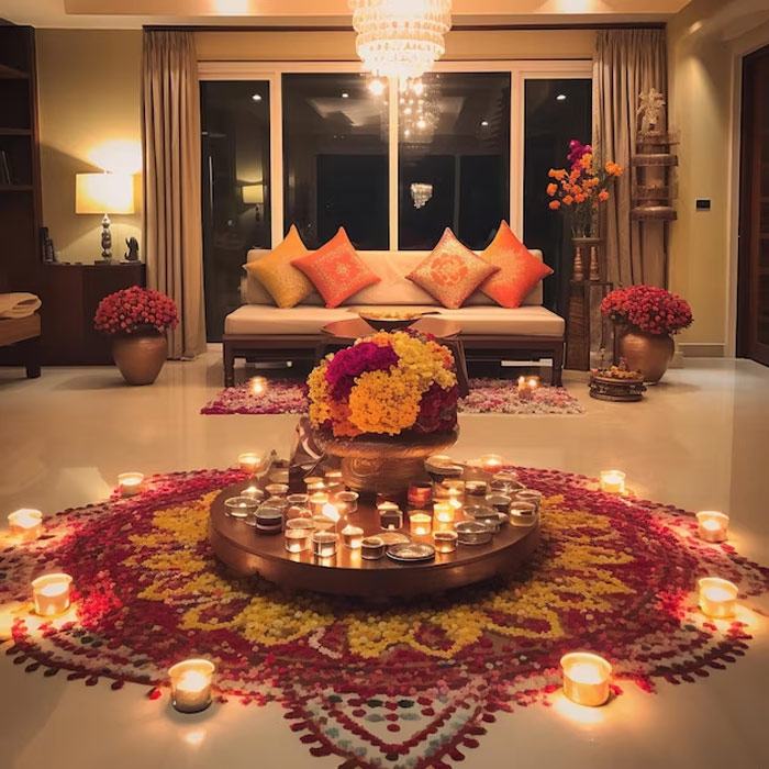 rangoli decoration with bangles