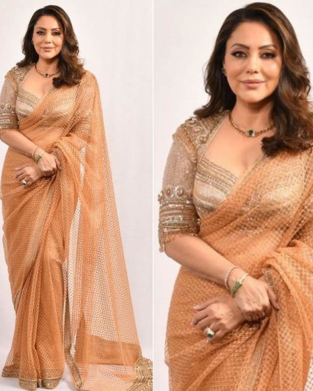 shimmery saree fashion pics