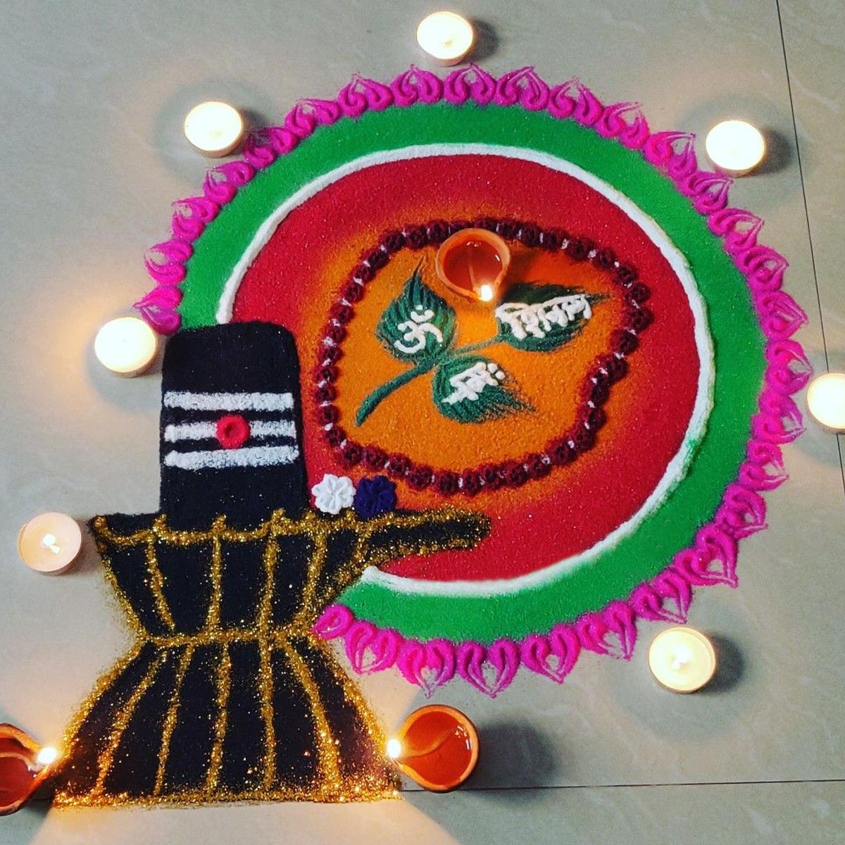 shiv ling rangoli designs