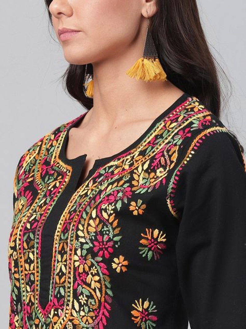 Black Embroidered Kurti Design