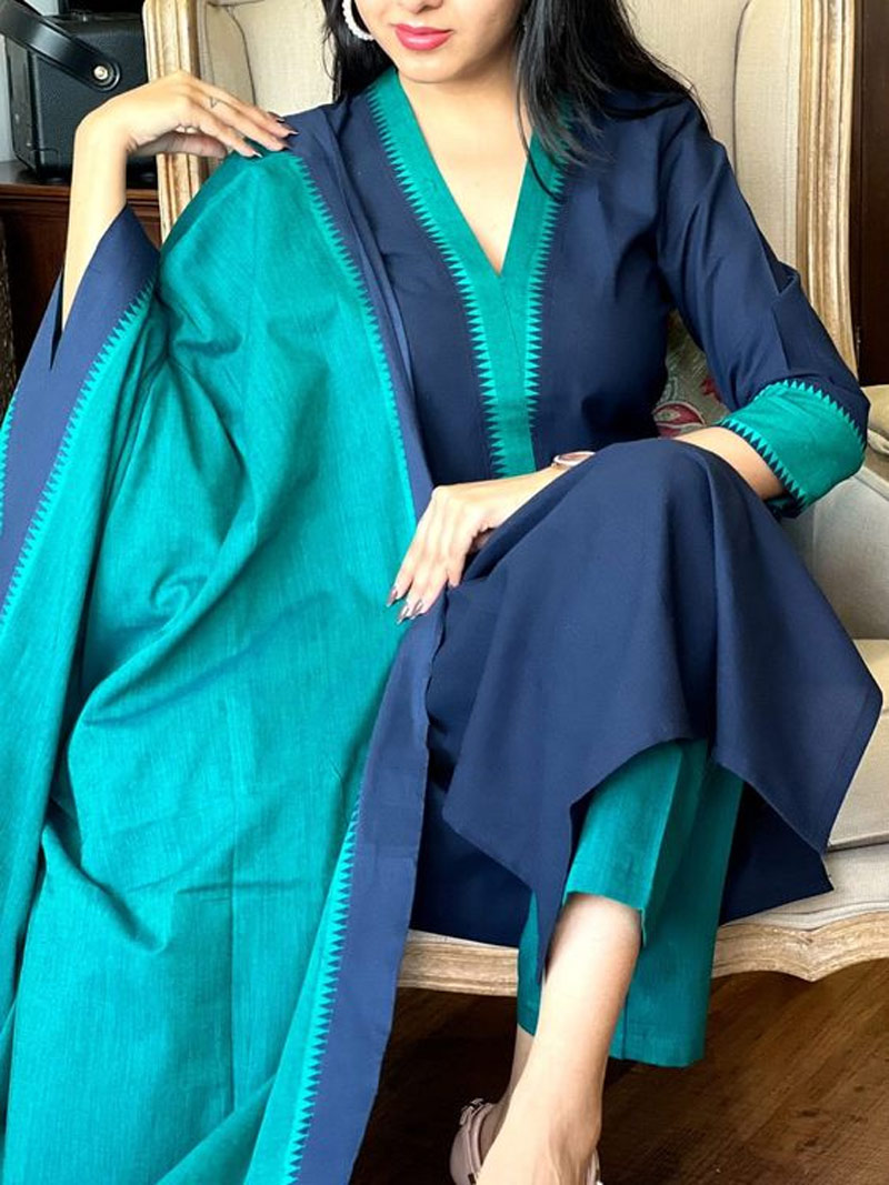 Dual Shade Cotton Suit Design