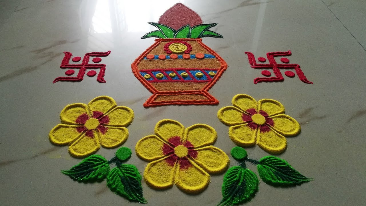Easy Swastik Rangoli Design