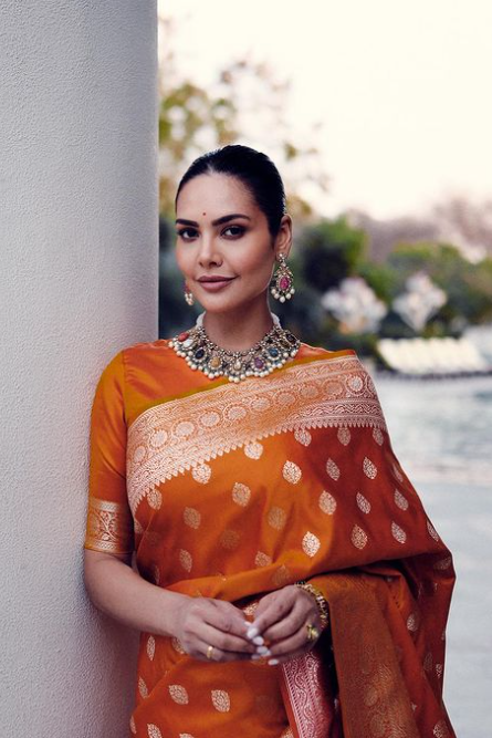 Esha Gupta Tangerine Banarasi Blouse