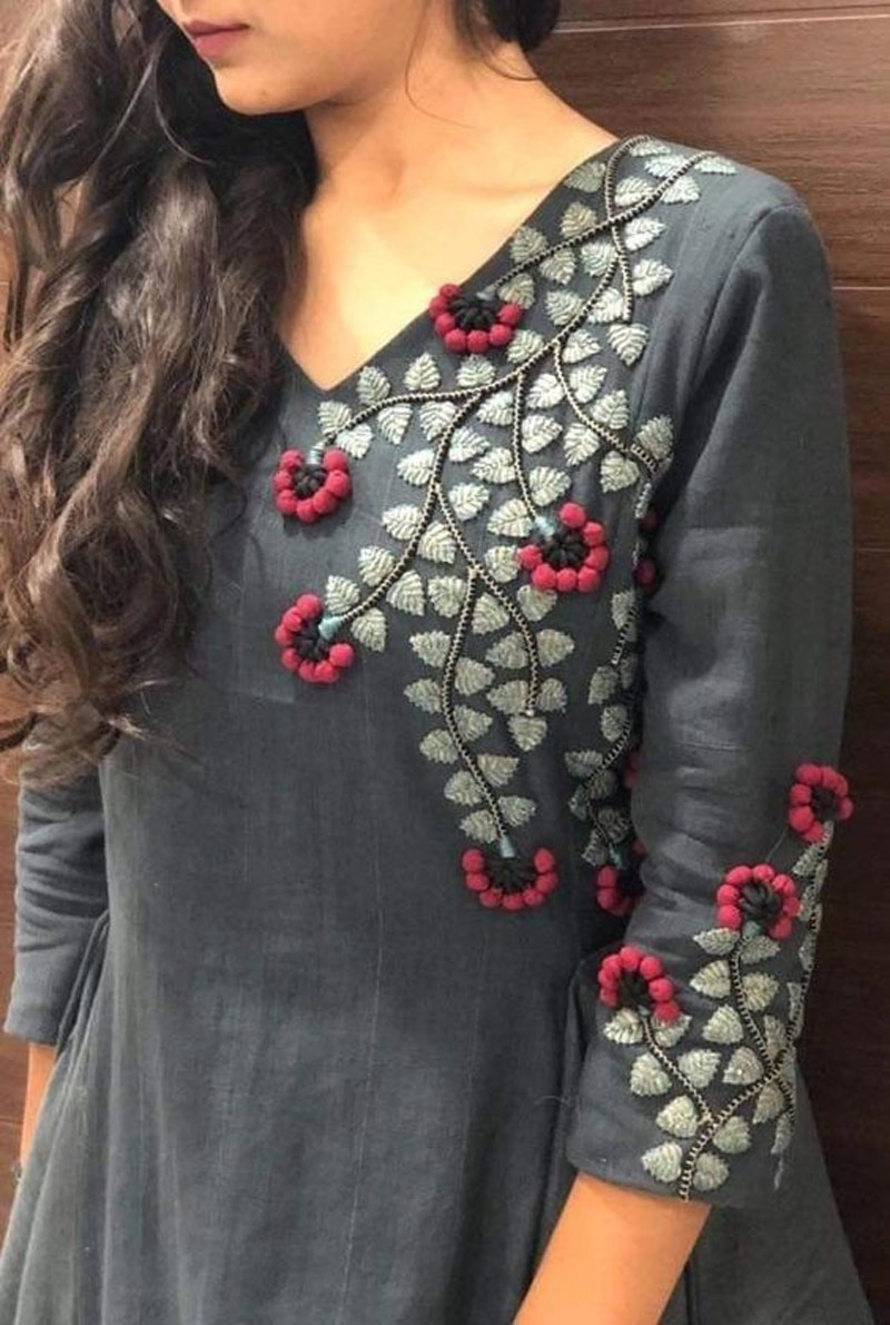 Floral Embroidery Kurti Design
