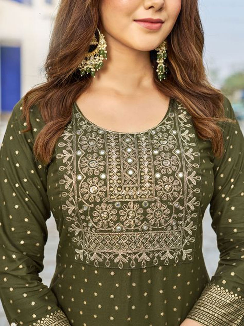 Golden Embroidery Kurti Design