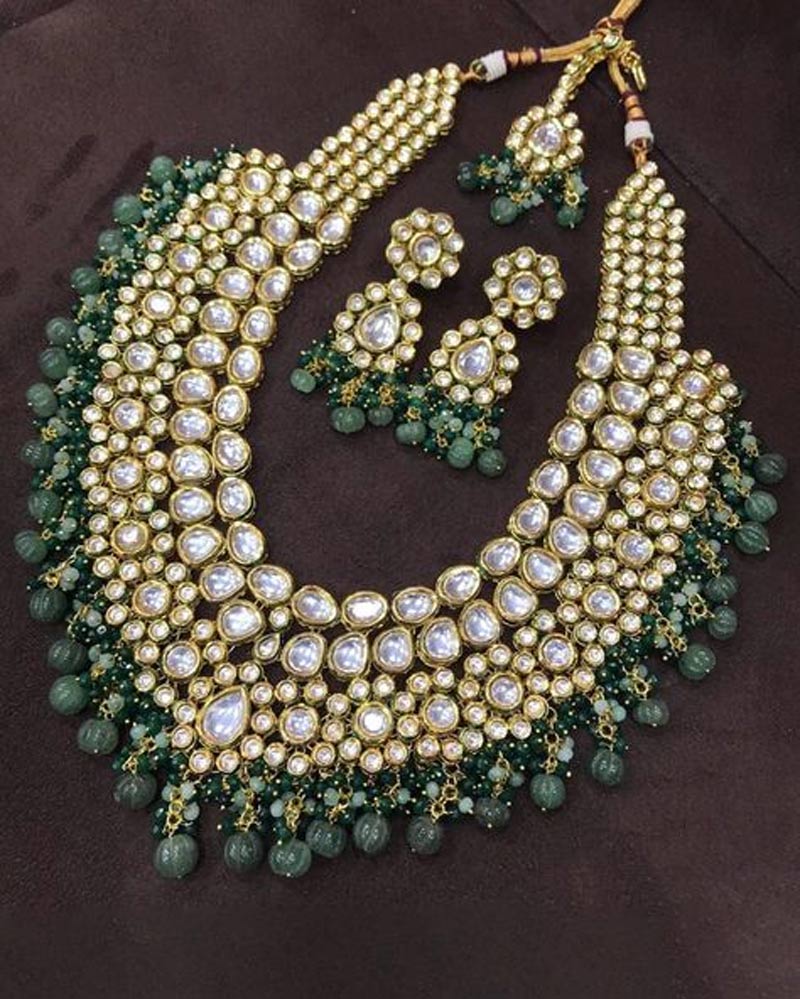 Heavy Green Kundan Jewellery Set