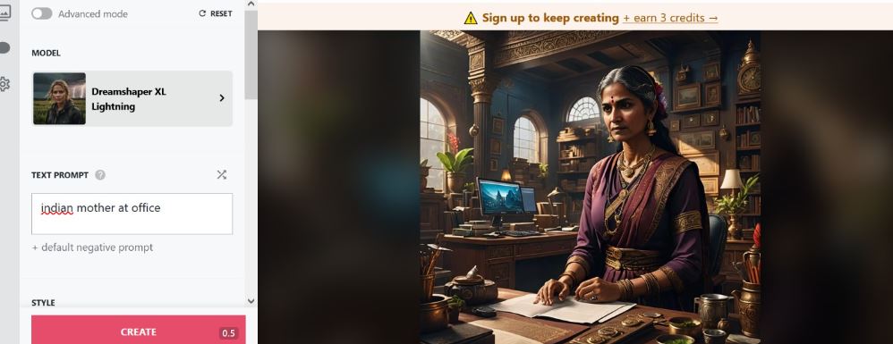 Indian mother at office