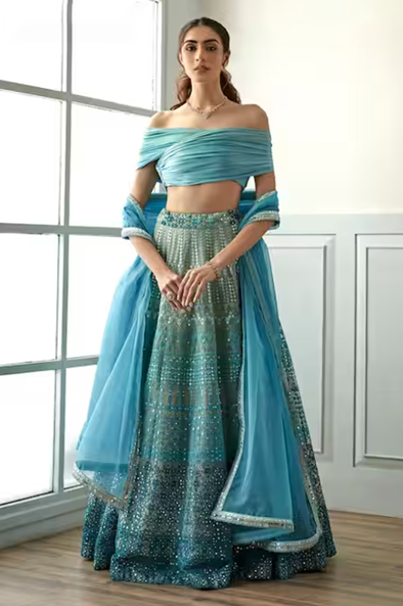 Mirror work lehenga designs