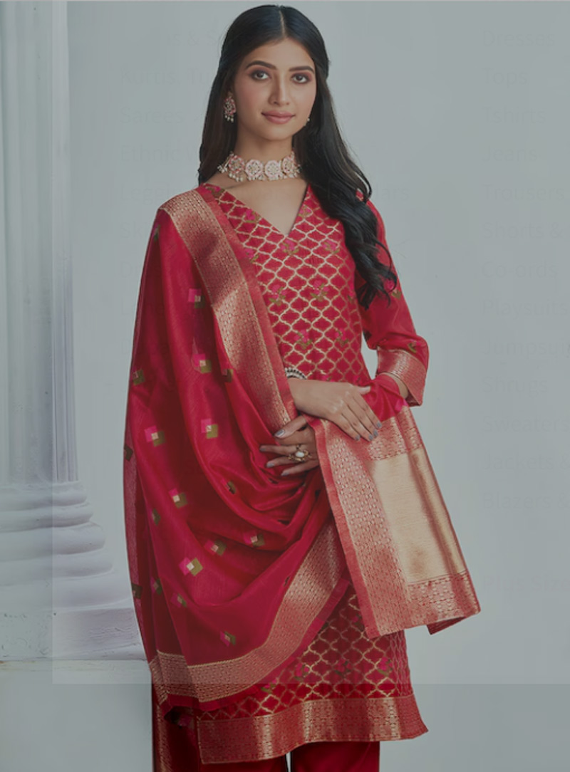 Red And Golden Jodhpuri Suit Design