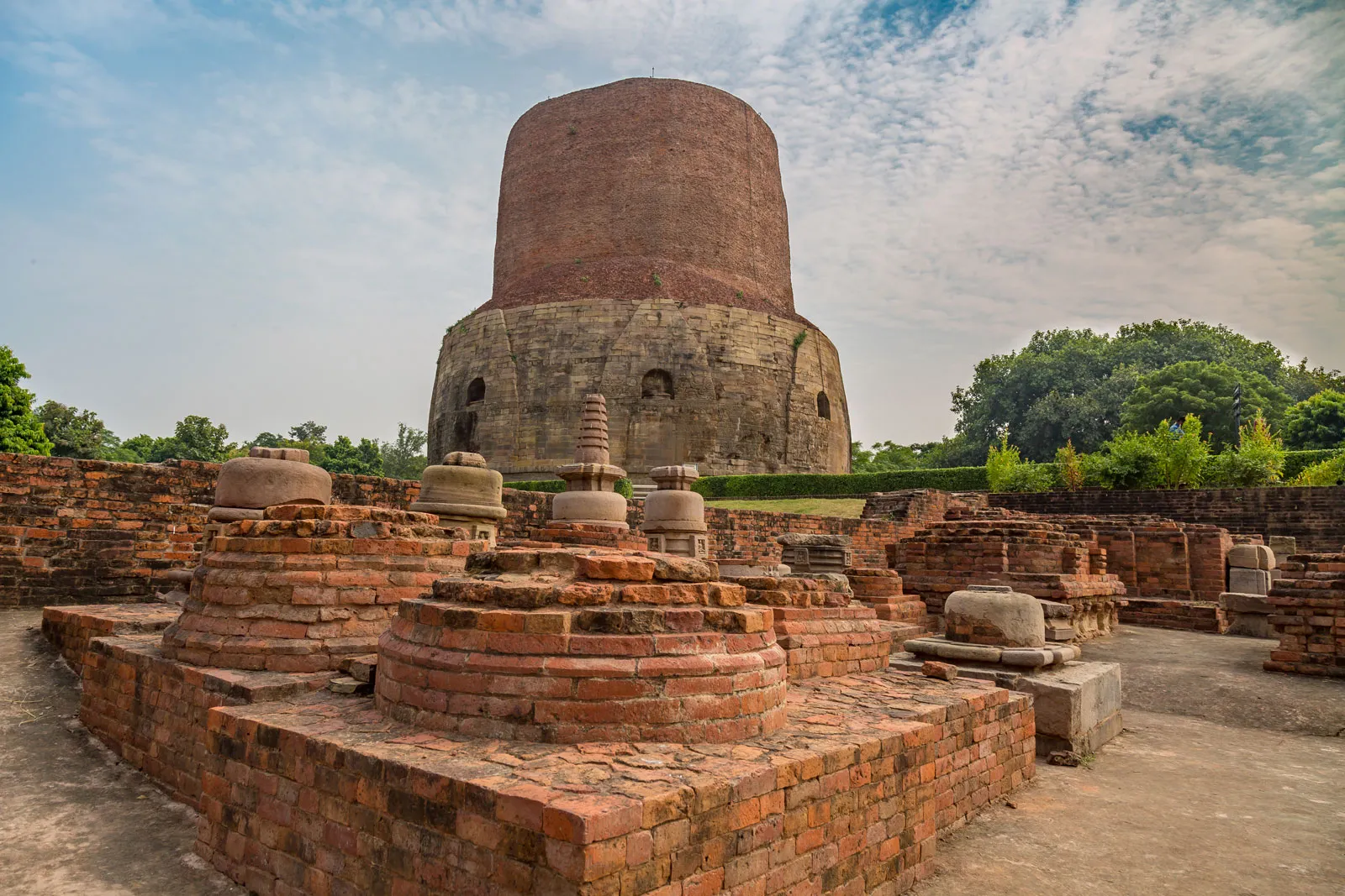 Sarnath site Dhamekh Stupa Varanasi Uttar Pradesh India Where did Gautam Buddha's enlightenment take place