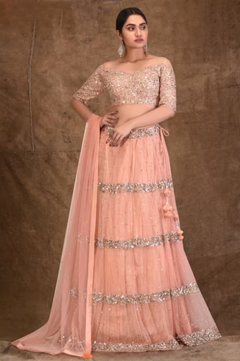 Shimmer work lehenga designs