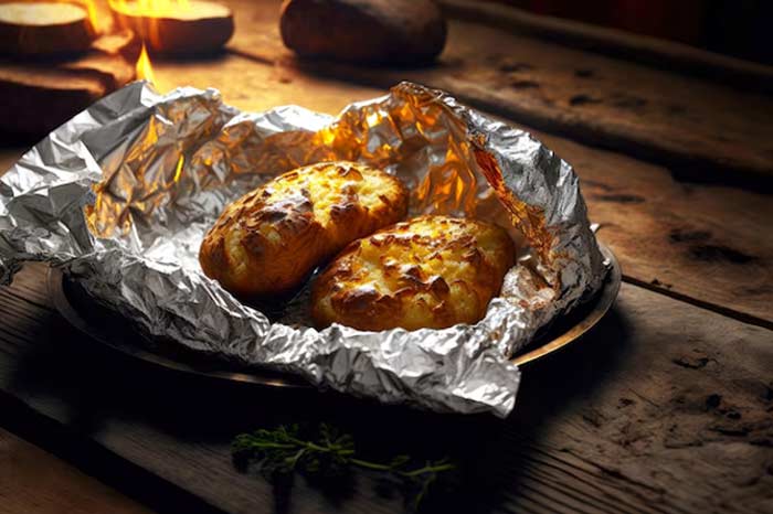 aluminium foil evenly cook potato