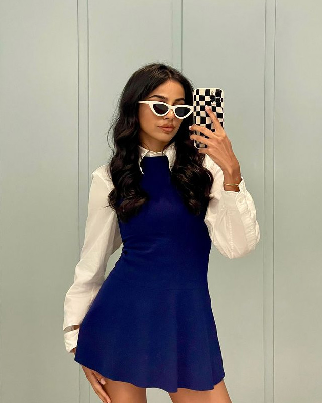 banita sandhu blue tennis dress