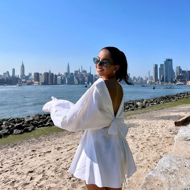 banita sandhu bow tie white dress