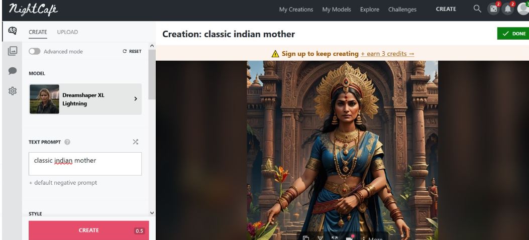 classic indian mother  Nightcafe