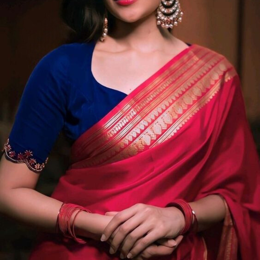 Silk Saree Contrast Blouse Designs Herzindagi