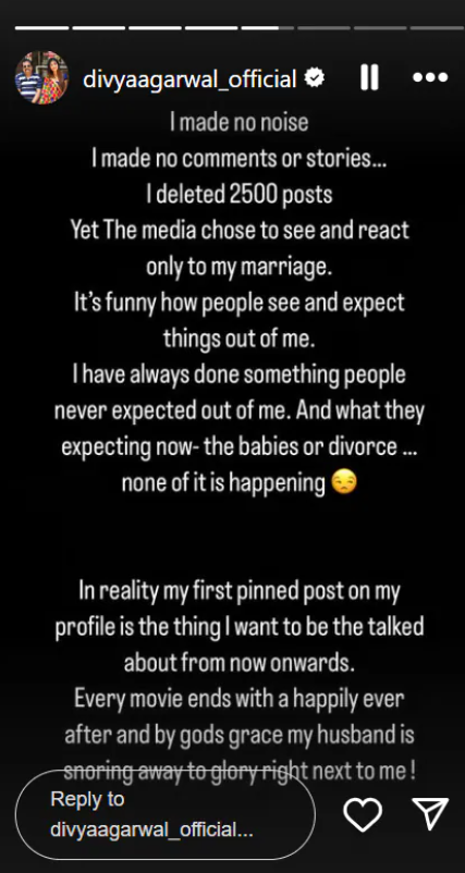 divya agarwal insta post on divorce