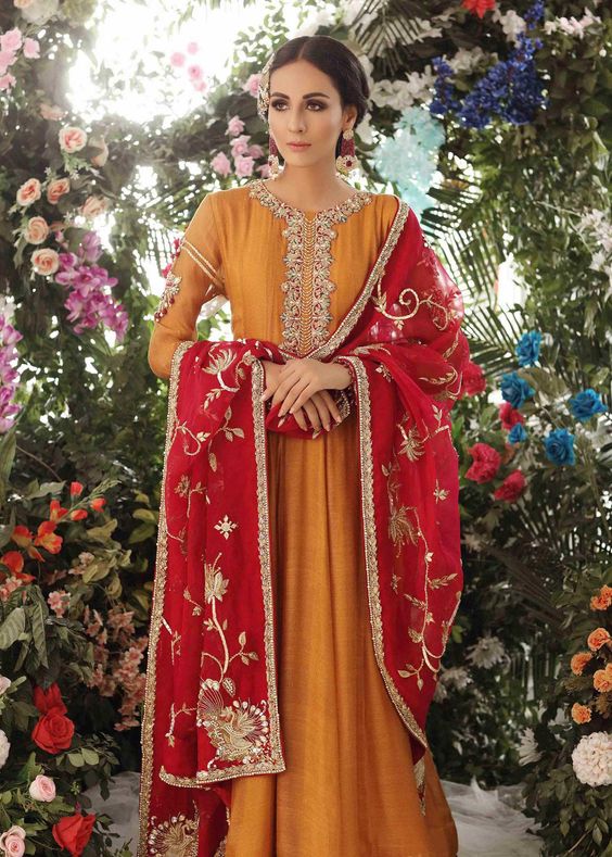 embroidery contrast dupatta design