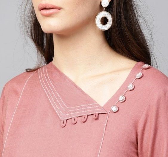 folded collar neck kurti design