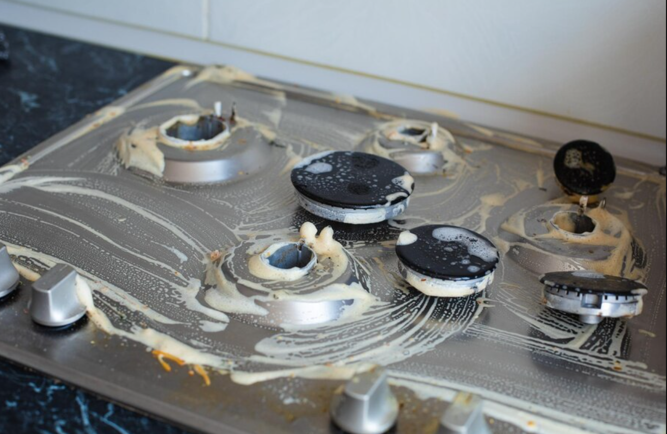 gas stove top cleaning