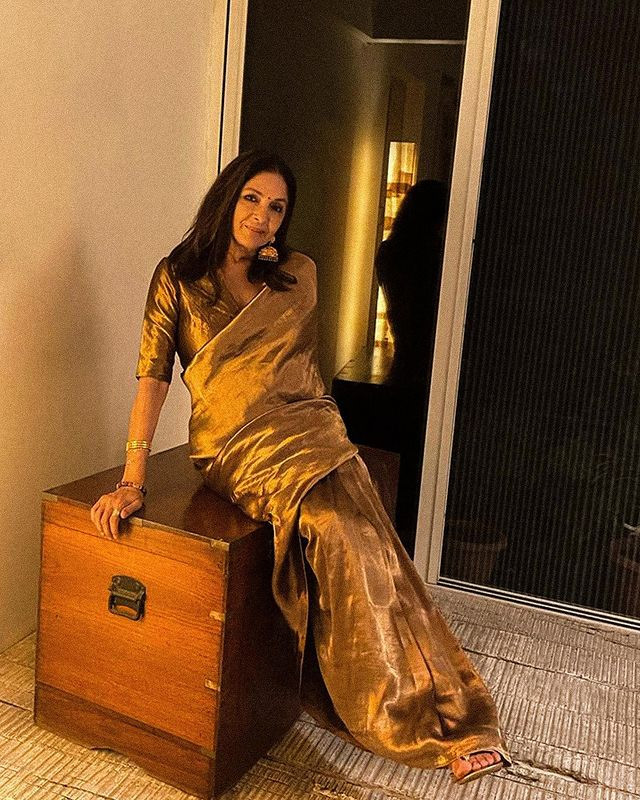 golden saree fashion