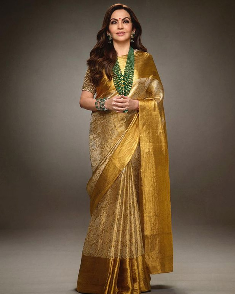 golden saree looks by celebs