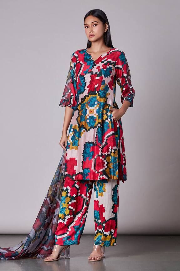 ikat printed kurti design